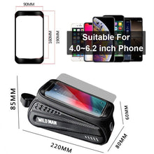 Load image into Gallery viewer, Rainproof Bicycle Bag Frame Front Top Tube Cycling Bag Reflective 6.5in Phone Case Touchscreen Bag Bike Accessories Bike Phone Bag Bicycle Bag Front Frame Pouch Top Tube Pouch Waterproof Bike Holder Accessories Bag Mount Handlebar Cell Phone