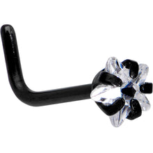 Load image into Gallery viewer, 20G 1/4 Clear Star 3mm CZ Gem Black IP L-Shape Nose Ring