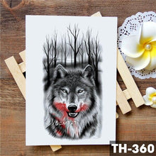 Load image into Gallery viewer, Realistic 3D Wolf Moon Temporary Tattoo Sticker Waterproof Stylish Body New Luxury Animal Tattoo For Men Women