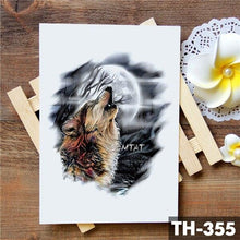 Load image into Gallery viewer, Realistic 3D Wolf Moon Temporary Tattoo Sticker Waterproof Stylish Body New Luxury Animal Tattoo For Men Women