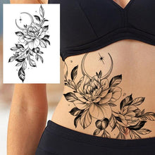 Load image into Gallery viewer, Realistic Big Flower Temporary Waterproof Sticker Tattoos For Body Painting Arm Legs Fake Black Rose Tattoos For Womens