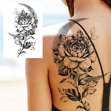 Load image into Gallery viewer, Realistic Big Flower Temporary Waterproof Sticker Tattoos For Body Painting Arm Legs Fake Black Rose Tattoos For Womens
