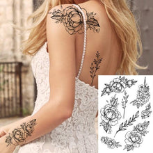 Load image into Gallery viewer, Realistic Big Flower Temporary Waterproof Sticker Tattoos For Body Painting Arm Legs Fake Black Rose Tattoos For Womens