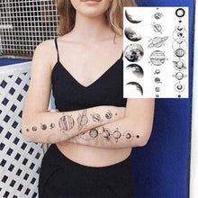 Load image into Gallery viewer, Realistic Black Temporary Small Big Tattoos Space Planets Animals Tatoos Waterproof Face Hands Tattoos For Girls Mens