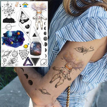 Load image into Gallery viewer, Realistic Black Temporary Small Big Tattoos Space Planets Animals Tatoos Waterproof Face Hands Tattoos For Girls Mens