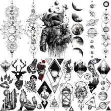 Load image into Gallery viewer, Realistic Black Temporary Small Big Tattoos Space Planets Animals Tatoos Waterproof Face Hands Tattoos For Girls Mens
