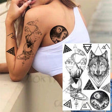 Load image into Gallery viewer, Realistic Black Temporary Small Big Tattoos Space Planets Animals Tatoos Waterproof Face Hands Tattoos For Girls Mens