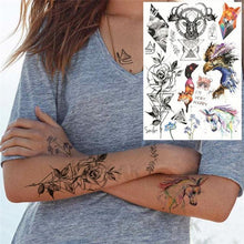 Load image into Gallery viewer, Realistic Black Temporary Small Big Tattoos Space Planets Animals Tatoos Waterproof Face Hands Tattoos For Girls Mens
