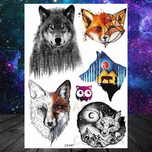 Load image into Gallery viewer, Realistic Black Temporary Small Big Tattoos Space Planets Animals Tatoos Waterproof Face Hands Tattoos For Girls Mens