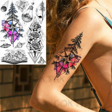 Load image into Gallery viewer, Realistic Black Temporary Small Big Tattoos Space Planets Animals Tatoos Waterproof Face Hands Tattoos For Girls Mens