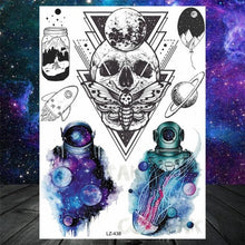 Load image into Gallery viewer, Realistic Black Temporary Small Big Tattoos Space Planets Animals Tatoos Waterproof Face Hands Tattoos For Girls Mens