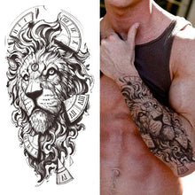 Load image into Gallery viewer, Realistic Full Arm Temporary Tattoos Sleeve Fake Tatoos Warrior Lion Tiger Flower Waterproof Tattoo Stickers For Womens Mens