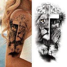Load image into Gallery viewer, Realistic Full Arm Temporary Tattoos Sleeve Fake Tatoos Warrior Lion Tiger Flower Waterproof Tattoo Stickers For Womens Mens