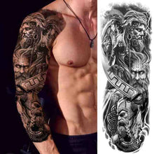 Load image into Gallery viewer, Realistic Full Arm Temporary Tattoos Sleeve Fake Tatoos Warrior Lion Tiger Flower Waterproof Tattoo Stickers For Womens Mens