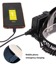 Load image into Gallery viewer, Rechargeable Adjustable Brightest Zoomable Powerful XHP160 LED Headlamp Waterproof Headlight Power Bank 18650 Battery Headlamps For Hiking Camping Fishing Running