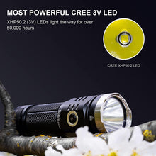 Load image into Gallery viewer, Rechargeable Adjustable Flashlight High Lumen Powerful Waterproof Portable Cree USB LED Super Bright Flashlight Pocket Size Torch Light For Camping Hiking Riding