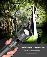 Load image into Gallery viewer, Rechargeable Adjustable Led Flashlights With High Lumen With Battery Display Super Bright Waterproof Flashlight 5 Lighting Modes For Adventure Hiking Camping Hunting New Design