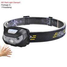 Load image into Gallery viewer, Rechargeable Adjustable LED USB Headlight Powerfull Elastic High Lumens Headband Headlamp Motion Sensor Flashlight For Adults Kids Running Camping Hiking Camping