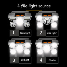 Load image into Gallery viewer, Rechargeable Adjustable USB 5LED Headlamp with High Lumen Handsfree Waterproof Portable Ability Focusing Ring Headlight Flashlight Torchlight For Outdoor Camping Hiking Running Headlight