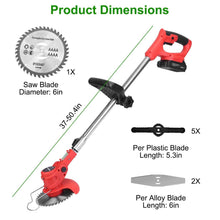 Load image into Gallery viewer, Rechargeable Electric Cordless Grass Trimmer with Alloy Saw Blade