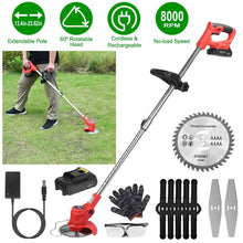 Load image into Gallery viewer, Rechargeable Electric Cordless Grass Trimmer with Alloy Saw Blade