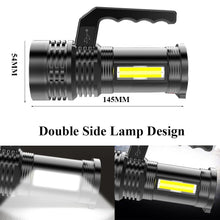 Load image into Gallery viewer, Rechargeable Handheld Flashlights Waterproof 3 Switch Mode Powerful High Lumens Spotlight Fashlight High Power Portable LED Waterproof Outdoor Long Lasting Spot Light Flashlight For Home & Outdoor Use