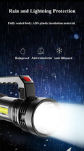 Load image into Gallery viewer, Rechargeable Handheld Flashlights Waterproof 3 Switch Mode Powerful High Lumens Spotlight Fashlight High Power Portable LED Waterproof Outdoor Long Lasting Spot Light Flashlight For Home & Outdoor Use