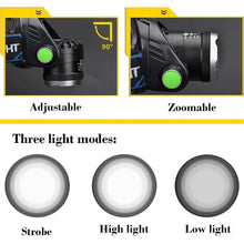 Load image into Gallery viewer, Rechargeable High Lumens Work Headlight Ultra Bright Headlamp LED Headlight Sensor Powerful Head Lamp Waterproof Flashlight For Adults Running Hiking Camping Fishing