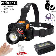 Load image into Gallery viewer, Rechargeable High Lumens Work Headlight Ultra Bright Headlamp LED Headlight Sensor Powerful Head Lamp Waterproof Flashlight For Adults Running Hiking Camping Fishing