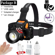Load image into Gallery viewer, Rechargeable High Lumens Work Headlight Ultra Bright Headlamp LED Headlight Sensor Powerful Head Lamp Waterproof Flashlight For Adults Running Hiking Camping Fishing
