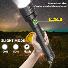 Load image into Gallery viewer, Rechargeable LED Flashlight High Lumen USB Ultra Bright Adjustable Powerful Zoomable Flashlight Water Resistant For Daily Household and Outdoor Camping Hiking Riding Running
