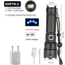 Load image into Gallery viewer, Rechargeable LED Flashlight High Lumen USB Ultra Bright Adjustable Powerful Zoomable Flashlight Water Resistant For Daily Household and Outdoor Camping Hiking Riding Running