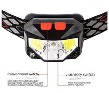 Load image into Gallery viewer, Rechargeable LED Powerfull Headlamp Flashlight USB Waterproof Headlamp Motion Body Sensor Headlight For Adults & Kids Camping Flashlight Outdoors Camping Running Biking Fishing