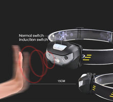 Load image into Gallery viewer, Rechargeable LED Powerfull Headlamp Flashlight USB Waterproof Headlamp Motion Body Sensor Headlight For Adults & Kids Camping Flashlight Outdoors Camping Running Biking Fishing