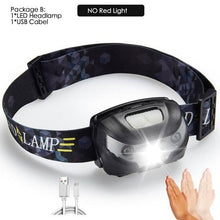 Load image into Gallery viewer, Rechargeable LED Powerfull Headlamp Flashlight USB Waterproof Headlamp Motion Body Sensor Headlight For Adults & Kids Camping Flashlight Outdoors Camping Running Biking Fishing