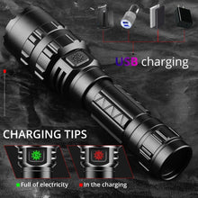 Load image into Gallery viewer, Rechargeable LED Tactical Flashlights Waterproof Powerful High Lumen Super Bright Power LED Aluminum Flashlight For Hiking Outdoor Camping Fishing Jogging Running HouseholdPowerful Light