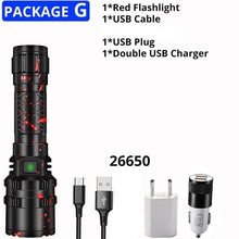 Load image into Gallery viewer, Rechargeable LED Tactical Flashlights Waterproof Powerful High Lumen Super Bright Power LED Aluminum Flashlight For Hiking Outdoor Camping Fishing Jogging Running HouseholdPowerful Light