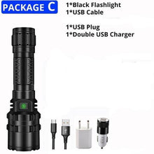 Load image into Gallery viewer, Rechargeable LED Tactical Flashlights Waterproof Powerful High Lumen Super Bright Power LED Aluminum Flashlight For Hiking Outdoor Camping Fishing Jogging Running HouseholdPowerful Light