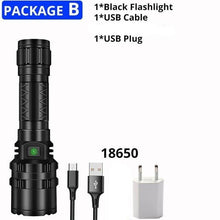Load image into Gallery viewer, Rechargeable LED Tactical Flashlights Waterproof Powerful High Lumen Super Bright Power LED Aluminum Flashlight For Hiking Outdoor Camping Fishing Jogging Running HouseholdPowerful Light