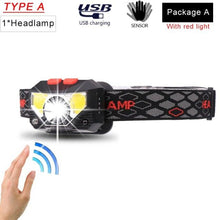 Load image into Gallery viewer, Rechargeable Powerful USB LED High Lumen Headlamp Ultra-Light Bright Headlight Waterproof Sensor Head Light For Outdoors Camping Running Hiking Biking Fishing