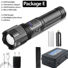 Load image into Gallery viewer, Rechargeable Tactical Flashlight USB LED High Quality Zoomable Torchlight High Lumen Super Bright Flashlight Waterproof Flashlight For Outdoor Best Camping Hiking Riding Flashlight