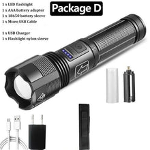 Load image into Gallery viewer, Rechargeable Tactical Flashlight USB LED High Quality Zoomable Torchlight High Lumen Super Bright Flashlight Waterproof Flashlight For Outdoor Best Camping Hiking Riding Flashlight