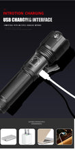 Load image into Gallery viewer, Rechargeable Tactical Flashlight USB LED High Quality Zoomable Torchlight High Lumen Super Bright Flashlight Waterproof Flashlight For Outdoor Best Camping Hiking Riding Flashlight