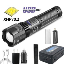 Load image into Gallery viewer, Rechargeable Tactical Flashlight USB LED High Quality Zoomable Torchlight High Lumen Super Bright Flashlight Waterproof Flashlight For Outdoor Best Camping Hiking Riding Flashlight
