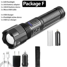 Load image into Gallery viewer, Rechargeable Tactical Flashlight USB LED High Quality Zoomable Torchlight High Lumen Super Bright Flashlight Waterproof Flashlight For Outdoor Best Camping Hiking Riding Flashlight