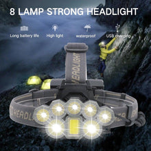 Load image into Gallery viewer, Rechargeable Ultra Bright Headlamp LED High Lumen Headlamp USB Waterproof Flashlight Outdoor Camping 6 Modes Headlight For Outdoor Camping Cycling Running Fishing.