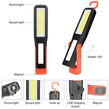 Load image into Gallery viewer, Rechargeable USB LED Work Lights Bright Flashlight and Work Light with Clip and Magnetic Base and Rotatable Clip Magnetic Flashlight For Working Inspection Camping Car Repair Maintenance