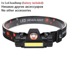 Load image into Gallery viewer, Rechargeable Waterproof Powerful LED Headlamp Portable Mini Built-in 18650 Battery Flashlight For Portable Head Lamp Flashlight, Outdoor Lightweight Durable Headlight For Outdoor Running Camping Reading Fishing Walking Jogging Headlight