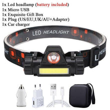 Load image into Gallery viewer, Rechargeable Waterproof Powerful LED Headlamp Portable Mini Built-in 18650 Battery Flashlight For Portable Head Lamp Flashlight, Outdoor Lightweight Durable Headlight For Outdoor Running Camping Reading Fishing Walking Jogging Headlight