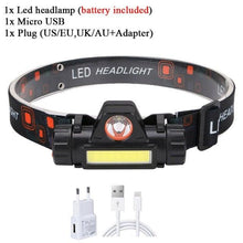Load image into Gallery viewer, Rechargeable Waterproof Powerful LED Headlamp Portable Mini Built-in 18650 Battery Flashlight For Portable Head Lamp Flashlight, Outdoor Lightweight Durable Headlight For Outdoor Running Camping Reading Fishing Walking Jogging Headlight